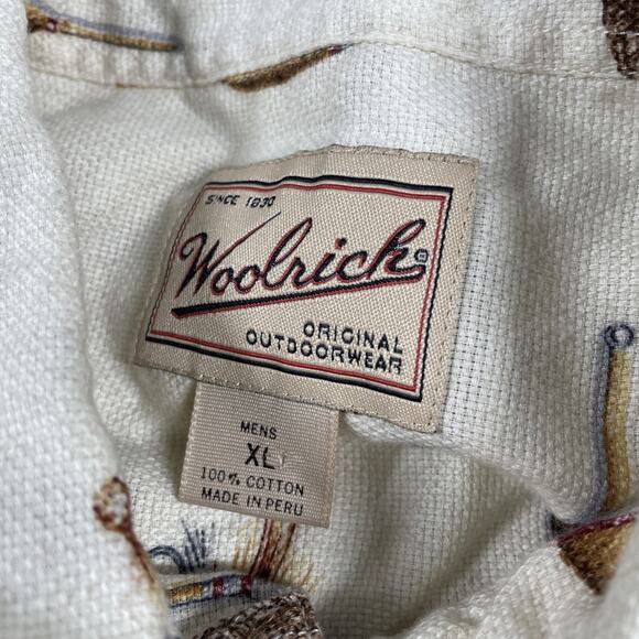 Woolrich Button Up Shirt Mens Extra Large Fishing Novelty Print Lure Bobber - Picture 3 of 11